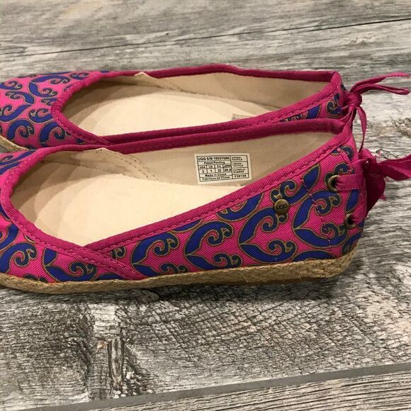 UGG Pink Canvas Indah Indahmara Lace Back Flats - Picture 5 of 14